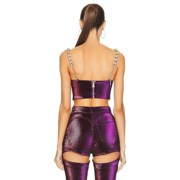 AREA Mussel Cup Bustier Top in Purple Metallic - Picture 2 of 4